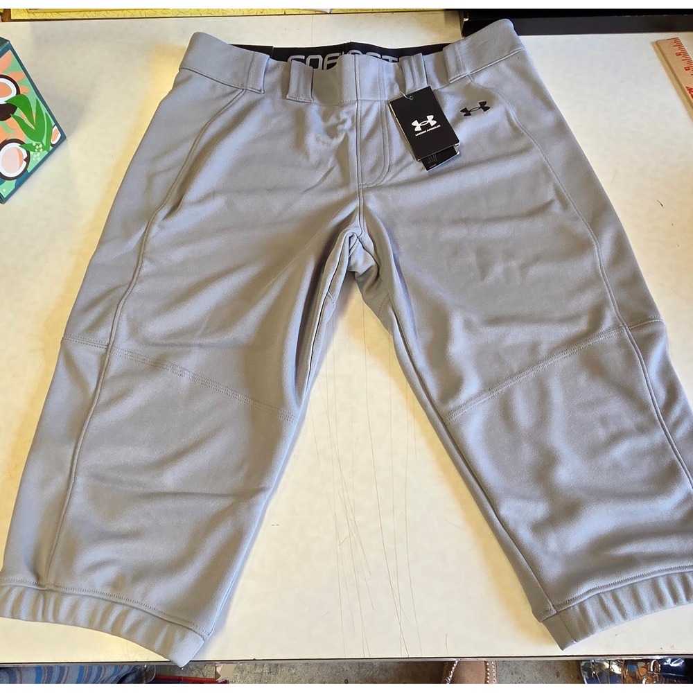 NWT Under Armour Vanish Softball Pants Women Large Gray Cropped Athletic 1375663